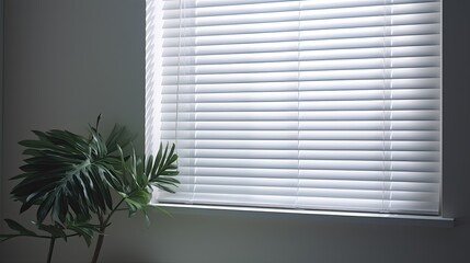 Voice controlled robotic window blinds with voice controlled slat adjustment, solid color background