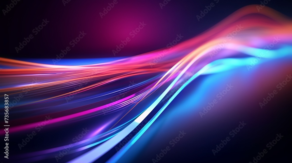 Poster colorful motion elements with neon led illumination. abstract futuristic background