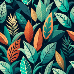 Seamless pattern with leaves. Vector illustration. 