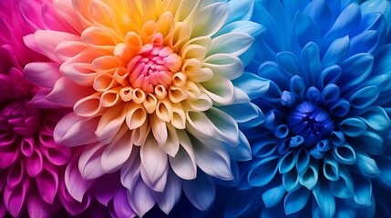 Colorful chrysanthemum flower macro shot. Chrysanthemum rainbow flower background