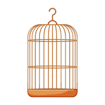 golden bird cage cartoon vector illustration