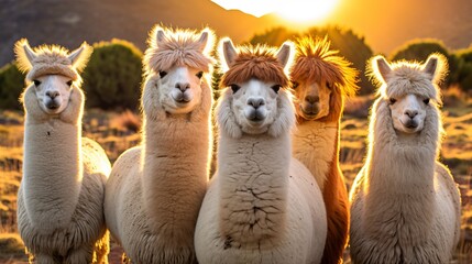 Fototapeta premium Llamas group in their natural habitat