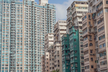 Fototapeta na wymiar High rise tall residential building of public estate in Hong Kong city.