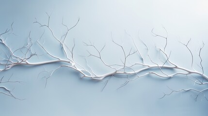 Minimalistic abstract gentle light blue background for product presentation with light and intricate shadow from tree branches on wall