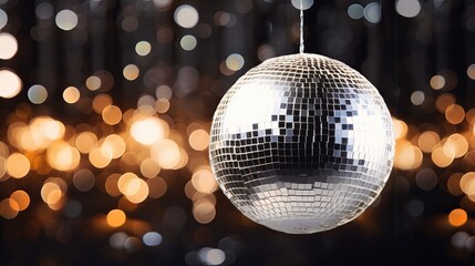 Obraz premium Mirror Ball Disco Lights Club Dance Party Glitter Background