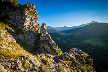 View of Tatra Mountains from hiking trail. Poland. Europe.
