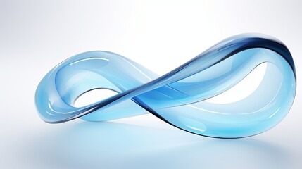 Transparent glossy glass ribbon. Curved wave in motion.