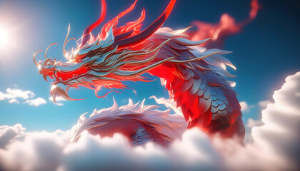 Chinese Dragon Year 2024 in the sky.