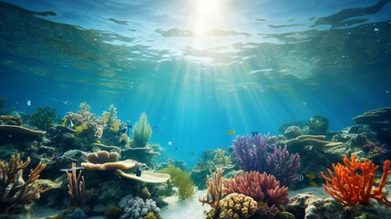 Fototapeta na wymiar Underwater view of the coral reef. Ecosystem. Life in tropical waters