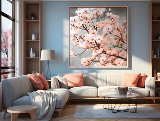 fresh sakura blossom with sun light in sun light in soft autumn