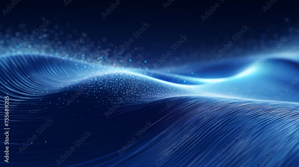 Wall mural abstract digital wave. blue circular shape on the background. futuristic point wave. big data. 3d re