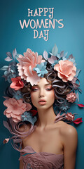 Female with flowers in her hair, Fictional Character Created By Generated AI.