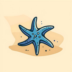 Fototapeta na wymiar A logo illustration of a starfish on a sandy blue background. Created with generative AI.