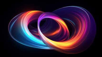 Colorful swirl elements with neon led illumination. Abstract futuristic background