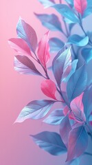 Fototapeta na wymiar Pastel Leaves in Soft Minimalist Display. Background for Instagram Story, Banner