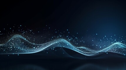 Digital wave with many dots and particles. Abstract dynamic wave background. Technology or science banner