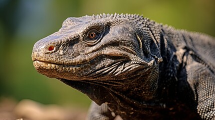 Obraz premium Formidable Komodo Dragon (Varanus komodoensis) observed in its natural habitat on Komodo Island.
