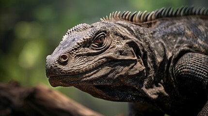 Obraz premium Formidable Komodo Dragon (Varanus komodoensis) observed in its natural habitat on Komodo Island.