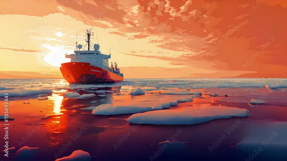 Poster melting sea ice in the arctic has od up new shipping routes but also poses risks and challenges for 