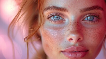 Close-Up Portrait of Woman with Natural Beauty and Freckles