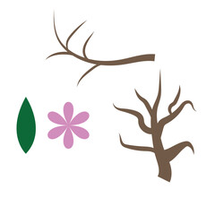 tree, root, flower and leaf set for graphic edit.