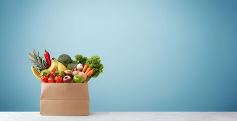 Fototapeta na wymiar shopping bag fresh vegetables background