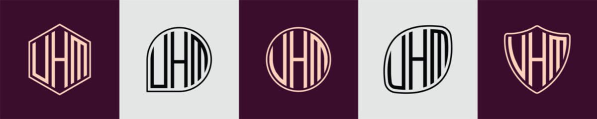 Creative simple Initial Monogram UHM Logo Designs.