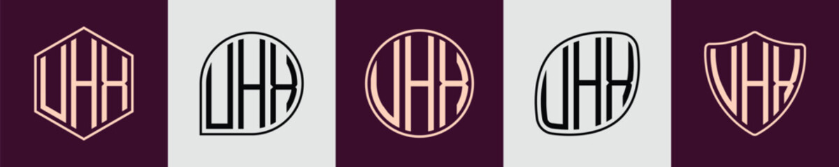 Creative simple Initial Monogram UHX Logo Designs.