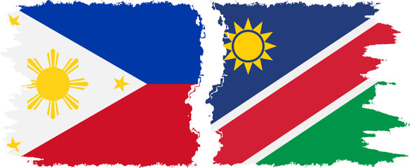 Namibia and Philippines grunge flags connection vector