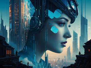 Fototapeta premium A fusion of city and woman