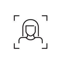 Face recognition. Female user. Pixel perfect icon