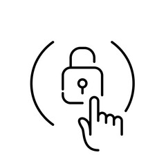 Opening lock with fingerprint. Pixel perfect icon