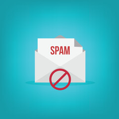 Spamming mailbox icon. Email hacking and spam warning symbol. EPS10 Vector Illustration.	