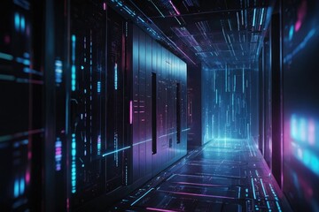 Futuristic Cyber corridor Virtual Metaverse Portal in Digital Space