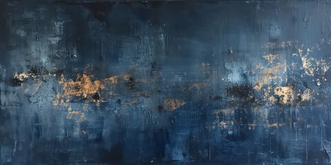 Dust and scratches evoking a vintage feel, set against dark navy blue abstract background.