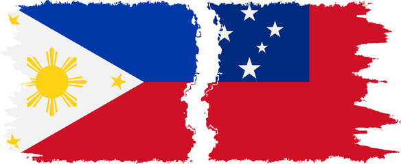 Independent State and Philippines grunge flags connection vector