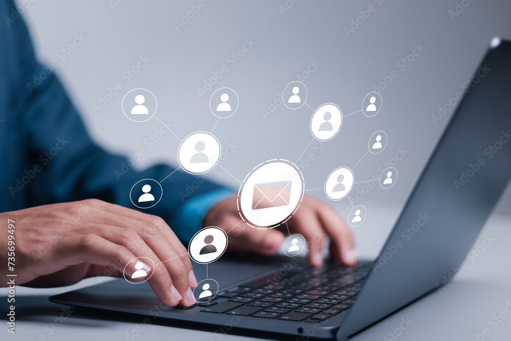 Poster email marketing concept. direct selling projects in business list of customers who want to send by e