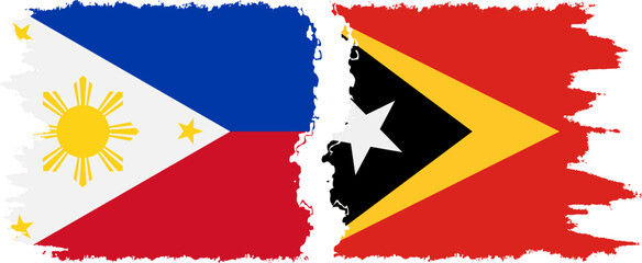 Timor-Leste - East Timor and Philippines grunge flags connection vecto