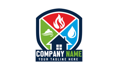 fire damage restoration company logo Vector Illustration