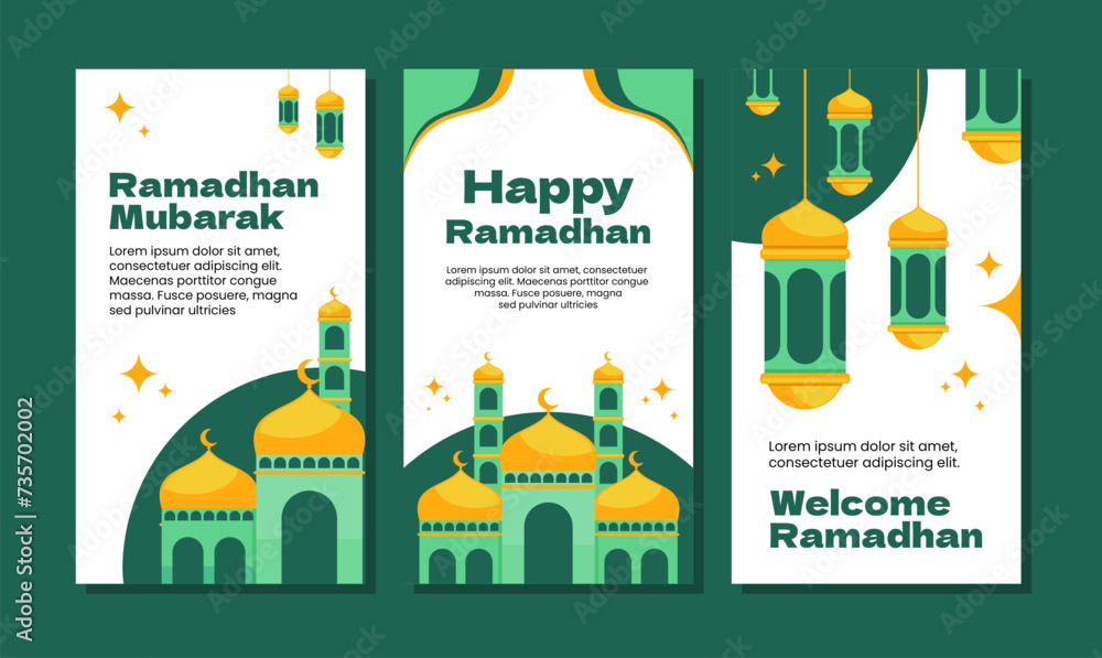 Wall mural Flat design ramadan celebration instagram stories template