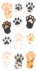 Animal Footprints Collection - Illustrated Cat Paw Prints