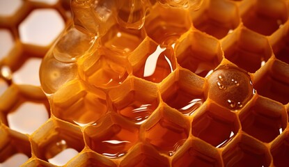 close up of honeycomb - obrazy, fototapety, plakaty