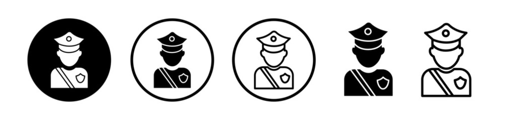 Law Guardian Line Icon. Order Enforcer Icon in Black and White Color.