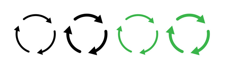 Eco-Friendly Rotation Line Icon. Environmental Loop Icon in Black and White Color. - obrazy, fototapety, plakaty