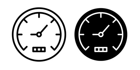Velocity Gauge Line Icon. Speed Measurement Icon in Black and White Color.