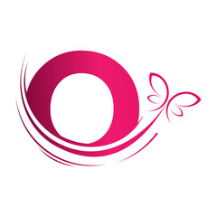 O letter with  butterfly design template illustration