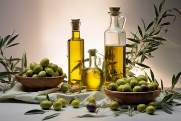 Olive oil with fresh olives