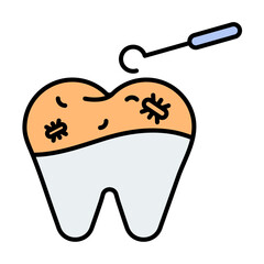 Scaling. Dental icon set - Colorline Icon