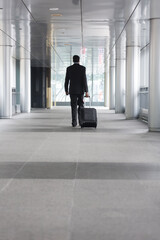 Back view of an Indian businessman walking.