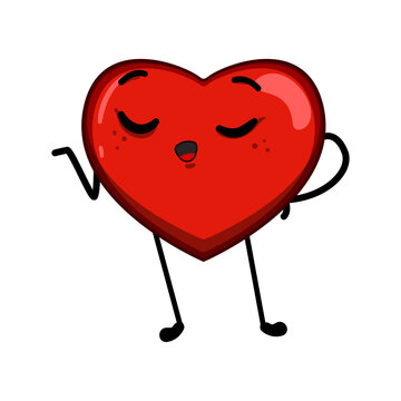 print heart character cartoon vector illustration